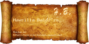 Havrilla Balázs névjegykártya